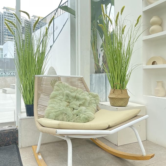 Green Onions Fake Plants,Artificial Plants Indoor, Fake Grass Decor Green Plant Fake Outdoor Flowers Fake Succulents,Artificial Tall Grass Plants with Pots House Decorative(47" 2 Pack)-HomvellaHome