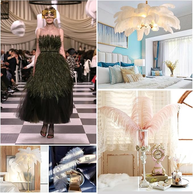 THARAHT Baby Blue Ostrich Feathers 12pcs Large Natural Bulk 14-16Inch 35cm-40cm for Wedding Party Centerpieces Easter Gatsbi and Home Decoration Feathers
