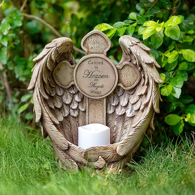 12" Solar Angel Wing Cross Garden Lights, Waterproof Memorial Grave Decorations Sympathy Gifts for Cemetery Outdoors Lawn Yard Home Patio Decor-HomvellaHome
