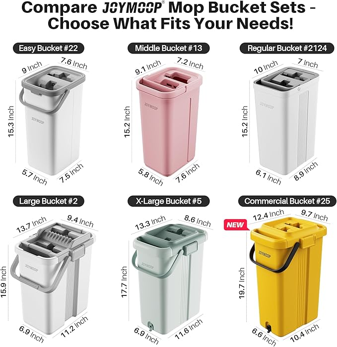 JOYMOOP Mop and Bucket with Wringer Set, Hands Free Flat Floor Mop and Bucket, 60" Mop with 3 Reusable Microfiber Pads, Wet and Dry Use, Floor Cleaning System