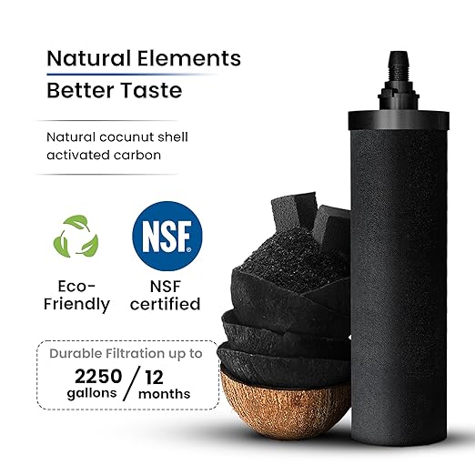 0.26 Gallon 304 Grade Stainless Steel Gravity Water Filter with 1 NSF Certified Smart Carbon Filter, Enjoy Potable Water While Camping, RVing, Off-Grid, Emergencies, Every Day at Home-HomvellaHome