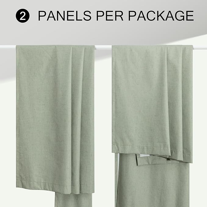 Green Country Kitchen Curtains 45 Inch Length Short Small Basement Window Blackout Cooling Curtains for Summer Heat Linen Cafe Bathroom Classroom Dorm RV Camper Sage Green Drapes with White Backing-HomvellaHome