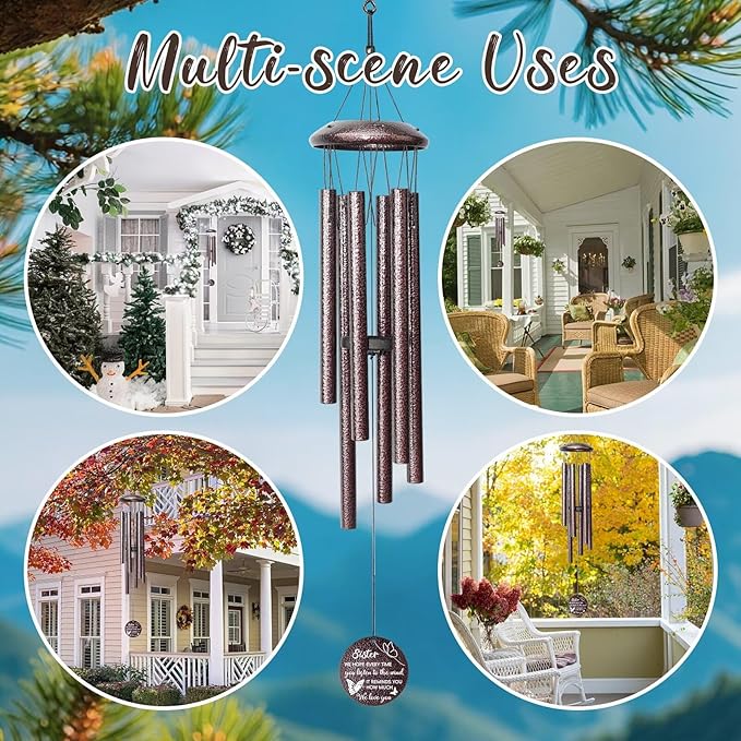 Gifts for Sister, 25''Wind Chimes, Birthday Gifts for Sister, Soul Sisters Unique Gift for Women,Thanksgiving,Christmas Day Gift Ideas for Love Rreminder-HomvellaHome