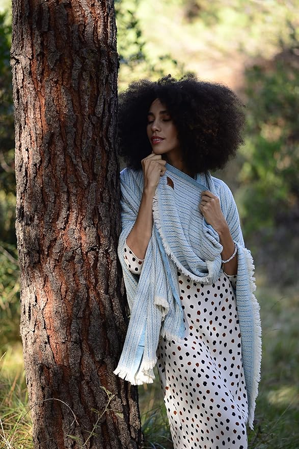 Gold Case Throw Blanket for Couch – 100% Recycled Turkish Cotton Blankets – Elegant Decorative Throw Blankets for Living Room Sofa – Woven Throws for Couch – Vintage Turquoise– 50x60 (Set of 2)-HomvellaHome