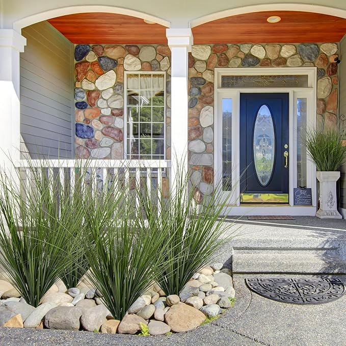 12PCS Fake Plants Artificial Wheat Grass Greenery Plastic Plants Fake Grass Artificial Plants for Outdoor Decor Artificial Grass Plant with Greenery Stems for Indoor Home Decoration 26.4"-HomvellaHome