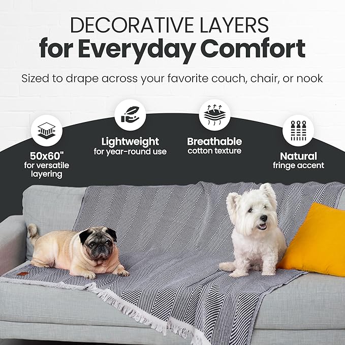 Gold Case Throw Blanket for Couch – 100% Recycled Turkish Cotton Blankets & Throws – Elegant Decorative Throw Blankets for Living Room Sofa – Woven Throws for Couch – Elegant Beige – 50x60-HomvellaHome