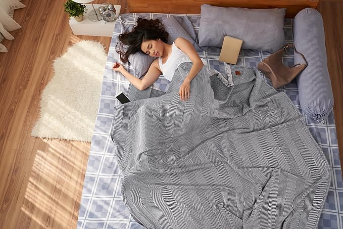 Gold Case Throw Blanket for Bed – 100% Recycled Turkish Cotton Bed Blanket – Decorative Throw Cotton Blankets for Living Room & Bedroom – Elegant Black Woven Queen Blankets – 90x90-HomvellaHome