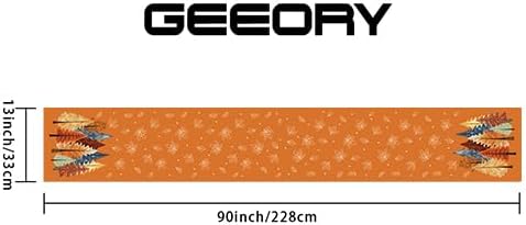 GEEORY Fall Watercolor Trees & Maple Leaves Table Runner 13x90 Inch, Rustic Farmhouse Autumn Thanksgiving Decor for Kitchen, Dining, Indoor/Outdoor Holiday Dinner Party Orange GT158-90-HomvellaHome