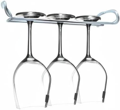 10 Inch Wine Glass Rack Under Cabinet Shelf Stemware Storage Hanging Hanger Organizer Glasses Holder with Drying Under Counter Metal for Kitchen and Bar Set of 4 Silver-HomvellaHome