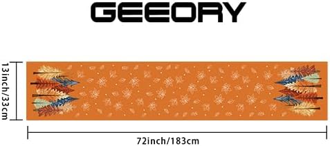 GEEORY Fall Watercolor Trees & Maple Leaves Table Runner 13x72 Inch, Rustic Farmhouse Autumn Thanksgiving Decor for Kitchen, Dining, Indoor/Outdoor Holiday Dinner Party Orange GT158-72-HomvellaHome