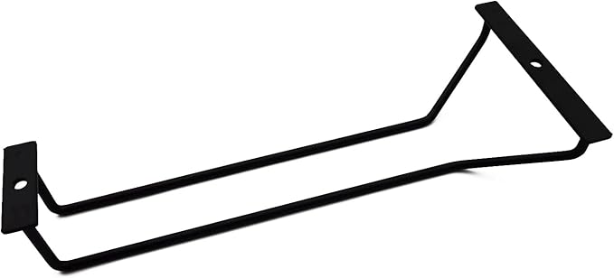 10.8 Inch Black Wine Glass Rack, Under Cabinet Wine Glass Holder Stainless Steel Stemware Rack - Hanging Stemware Holder for Cabinet Kitchen Bar, Set of 4-HomvellaHome