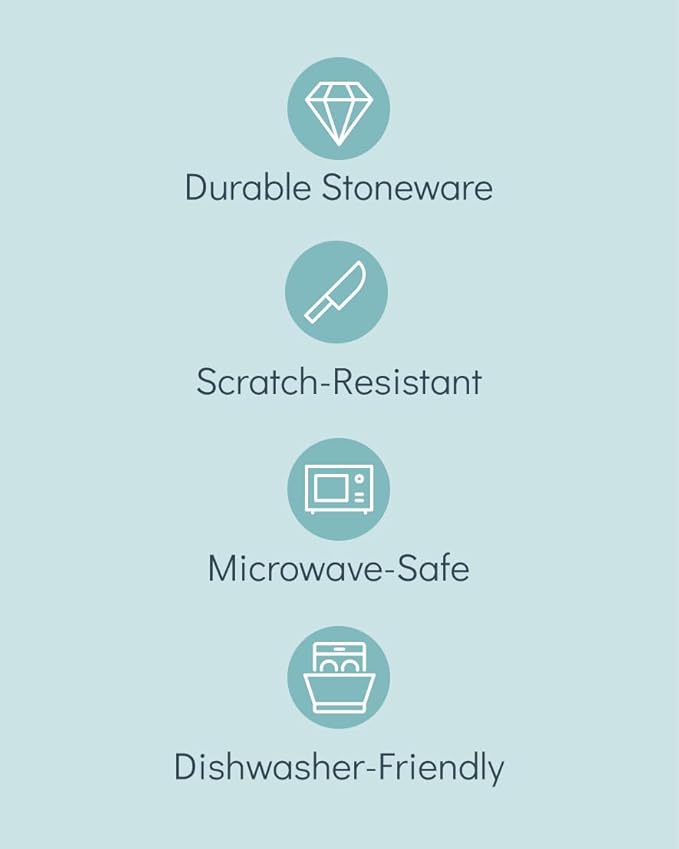 12 Piece Dinnerware Sets for 4 - Modern Style Stoneware Dinnerware Set - Scratch Resistant, Dishwasher Safe Plates and Bowls Sets Ceramic, Dish Set, Bowl and Plate Set - Black and Petrol Blue…-HomvellaHome