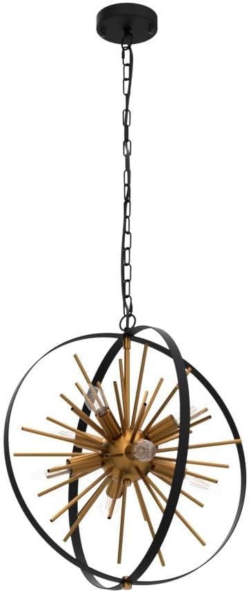 17.72'' Black Gold 8-Light Globe Sputnik Chandelier Modern Industrial Adjustable Hanging Ceiling Firework Pendant Light Fixture for Entryway Stairway Kitchen Dining Living Room Hallway-HomvellaHome