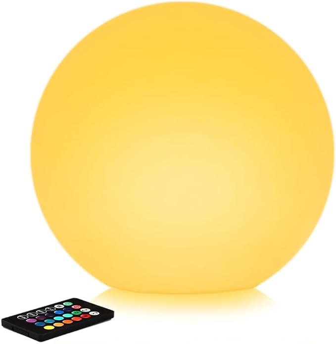 12 Inch Solar Glowing Ball Light Outdoor, Solar Garden Globe Light w/Remote, RGB Color Changing Waterproof Large LED Orb Lights, Landscape Lighting Mood Lamp w/Ground Stake for Patio Yard Lawn Path-HomvellaHome