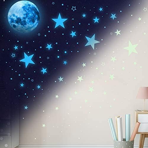 1078Pcs Glow in The Dark Stars for Ceiling Glowing Space and Moon Decals Universe Stickers Kids Wall Decor Perfect for Boys Girls Nursery Bedroom Living Room-HomvellaHome