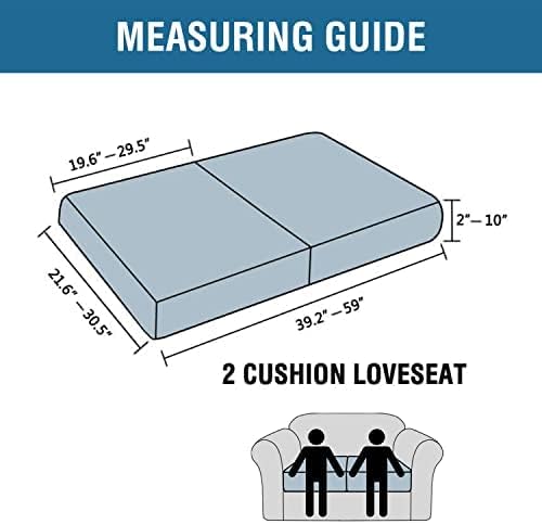 H.VERSAILTEX Super Stretch Individual Seat Cushion Covers Sofa Covers Couch Cushion Covers Slipcover Sets Thick Jacquard Textured Twill Fabric (2 Piece Medium Sofa Cushion Covers, Dusty Blue)-HomvellaHome