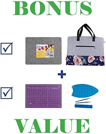 100% New Zealand Wool Pressing Mat for Quilting - Best Portable Wool Ironing Mat for Quilters - Includes Travel Bag, Cutting Mat, Iron Rest & Sewing Accessories and Supplies - 13.5"x17"x0.5" Iron Mat-HomvellaHome