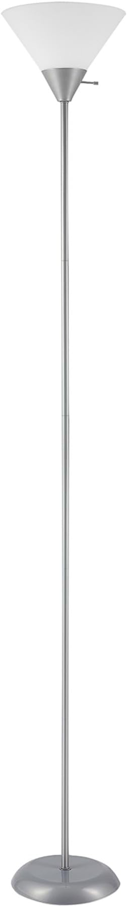 GLOBE Electric 677150 Elliott 72" Floor Lamp, Silver, White Plastic Shade, On/Off Rotary Switch on Shade, Standing, Living Room Decor, Bedroom, Tall, Corner Light-HomvellaHome