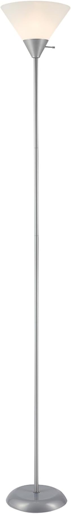 GLOBE Electric 677150 Elliott 72" Floor Lamp, Silver, White Plastic Shade, On/Off Rotary Switch on Shade, Standing, Living Room Decor, Bedroom, Tall, Corner Light-HomvellaHome