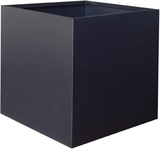 Galvanized Steel Planter Box Black Metal Planter Large Square Indoor Outdoor Planters Cube Steel Heavy Duty Flower Pot 32Inch Powder Coating Modern Commercial Residential for Patio, Deck, Yard, Garden-HomvellaHome