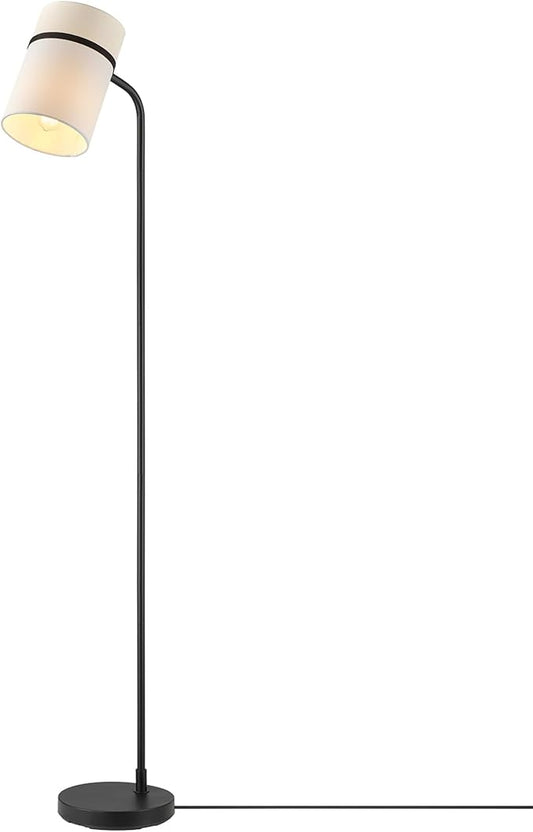 GLOBE Electric 61000145 62" Floor Lamp, Matte Black, White Fabric Shade, in-Line of/Off Foot Switch, 6-Foot Black Cord, Reading Light, Bedroom, Living Room, Home Decor-HomvellaHome