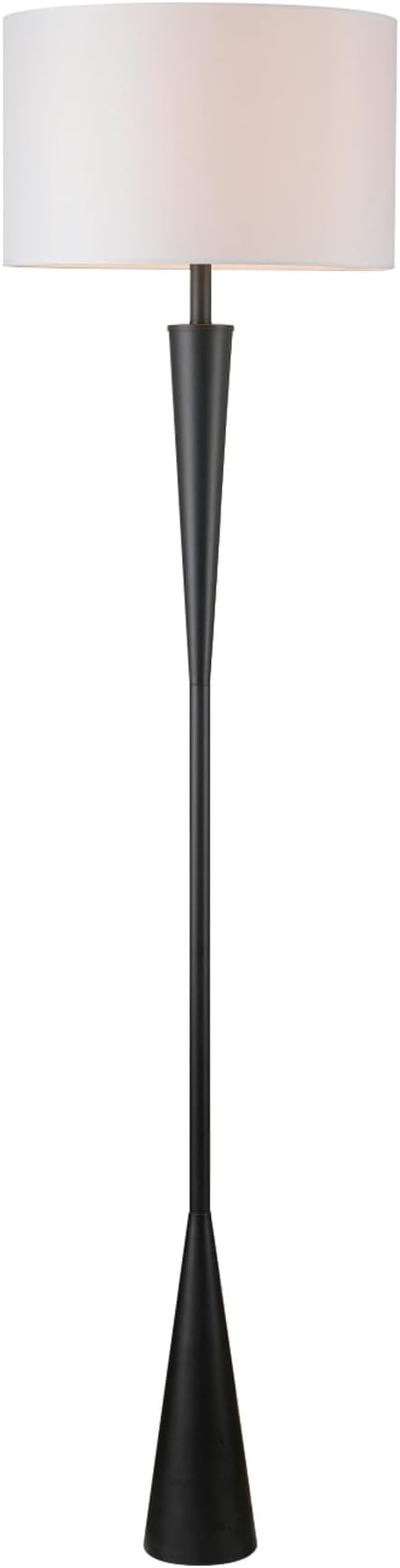 Globe Electric 67224 70" Floor Lamp, Matte Black Finish, White Fabric Shade, Modern Tapered Frame, E26 Base, Contemporary Living Room and Bedroom Lighting-HomvellaHome