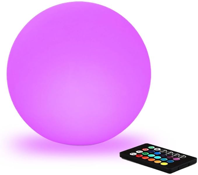 10 In LED Globe Light w/Remote, 16 RGB Colors 4 Modes & 8 Dimmable Brightness LED Ball Light Sphere Lamp, Rechargeable Orb Night Light Waterproof Outdoor Globe Lamp for Home/Yard/Lawn/Party/Pool Decor-HomvellaHome