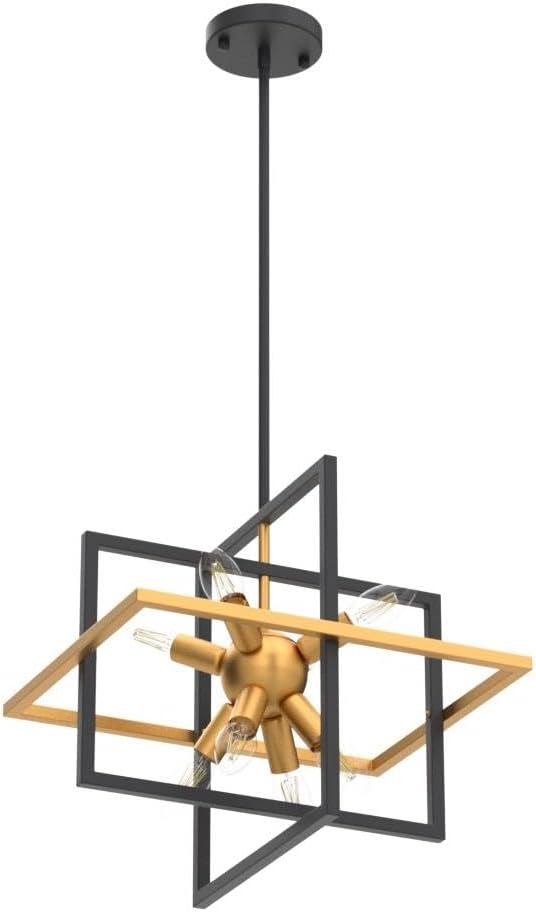 15.8'' Black Gold 8-Light Sputnik Chandelier Modern Industrial Adjustable Hanging Geometric Pendant Light Fixture for Entryway Foyer Stairway Hallway Bedroom Living Room Kitchen Island-HomvellaHome
