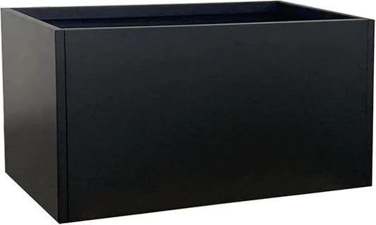 Galvanized Steel Planter Black Metal Outdoor Planter Powder Coated 32" x 12" x 16" Pot Metallic Heavy Pot Indoor & Outdoor, Commercial & Residential (L32 x W12 x D16, Black)-HomvellaHome