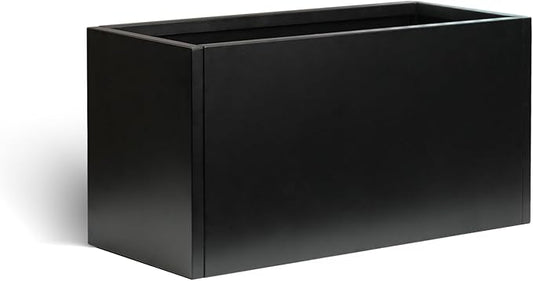 Galvanized Steel Metal Planter Rectangular Indoor Black Planter Box Large Outdoor Planters Steel 25" Lx 11" W x 13" H Commercial Residential for Patio, Deck, Garden-HomvellaHome