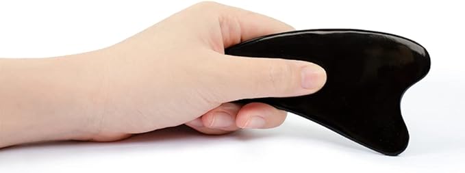 Gua Sha Scraping Massage Tool, Lymphatic Drainage Massager - Ultra Smooth Edge for Physical Therapy Tools - Reduce Muscle Pain, Massage Tendon, Myofascial Releaser Face Eye Body(Black)-HomvellaHome