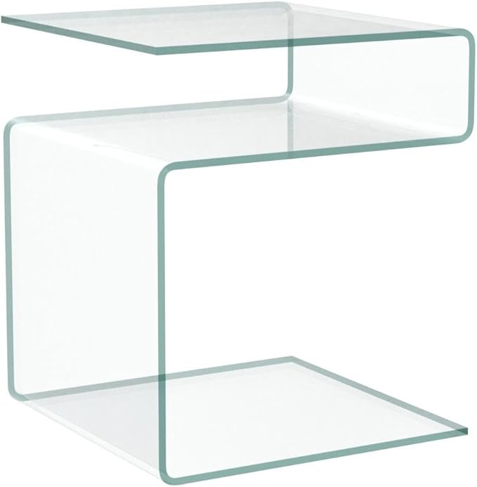 Glass Nightstand,Side Table,S-Shaped End Table for Living Room,Bedside Table for Bedroom (Clear)-HomvellaHome
