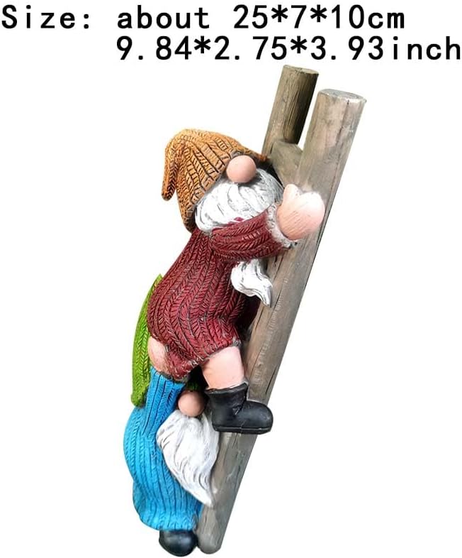 Garden Gnome Statue, Funny Climbing Ladder Gnomes Figurine Resin Sculpture Outdoor Decor for Patio Yard Lawn Porch Ornaments Gift-HomvellaHome