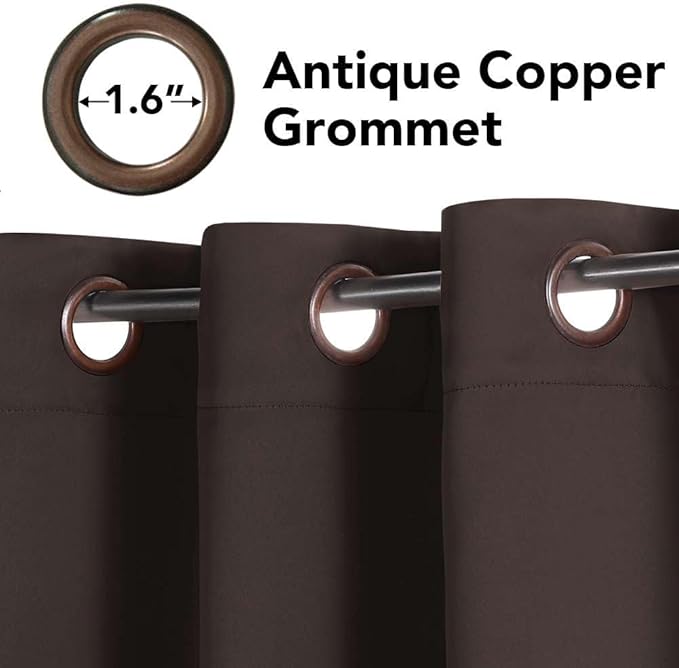 H.VERSAILTEX Thermal Insulated Blackout Curtains - Antique Copper Grommet Top Window Drapes - Chocolate Brown - 52" W x 72" L - (Set of 2 Panels)-HomvellaHome
