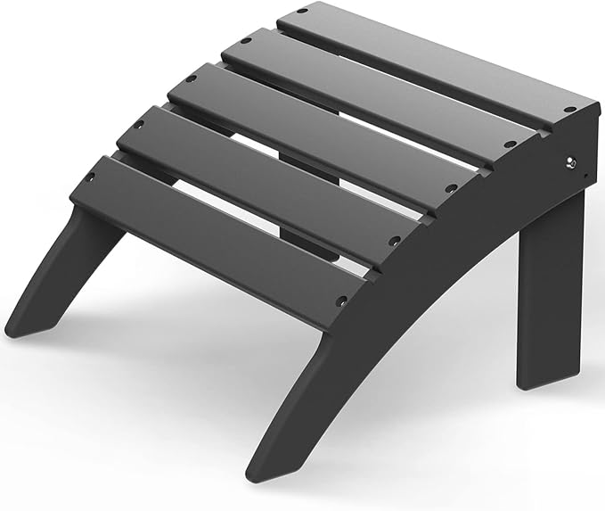 GREENVINES Adirondack-Ottoman | HDPE Plastic | Outdoor Footrest | All Weather | Foot Rest | Foot Stool | Grey | for Adirondack Chair | for Patio Backyard Pool-HomvellaHome
