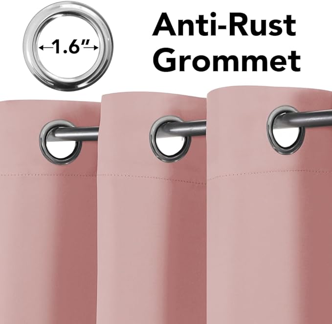 H.VERSAILTEX Blackout Window Curtain Panels Thermal Insulated Room Darkening Solid Grommet Curtains/Drapes for Bedroom Privacy Protection (Set of 2 Panels,52 by 63 Inch Long, Baby Pink)-HomvellaHome