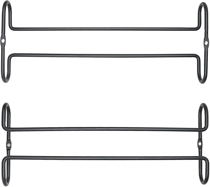 10 Inch Wine Glass Rack Under Cabinet Shelf Stemware Storage Hanging Hanger Organizer Glasses Holder with Drying Under Counter Metal for Kitchen and Bar Set of 4 Black-HomvellaHome