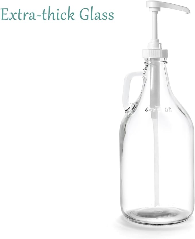 Glass Laundry Detergent Dispenser with Pump, 64OZ Liquid Laundry Soap Dispenser, Fabric Softener Dispenser Bottle for Laundry Room Organization and Storage, 1 Pack-HomvellaHome