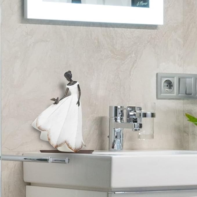 Guichifun Fairy Statue Collection Home Decoration - White Leaf Angel Girls Resin Living Room Bookshelf Decor Garden Outdoor Bathroom Decorations Figurines Gift 5.5 x 3.25 x 8 Inch-HomvellaHome