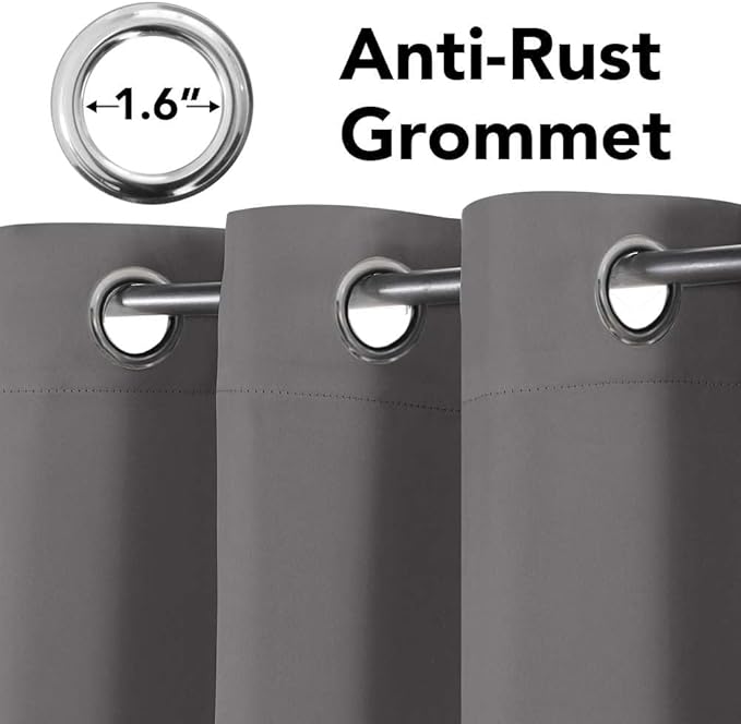 H.VERSAILTEX Blackout Curtains for Bedroom Thermal Insulated Room Darkening Living Room Curtains 72 Inch Long Grommet Privacy Protection Window Curtain Panels/Drapes for Nursery,2 Panels,Grey-HomvellaHome