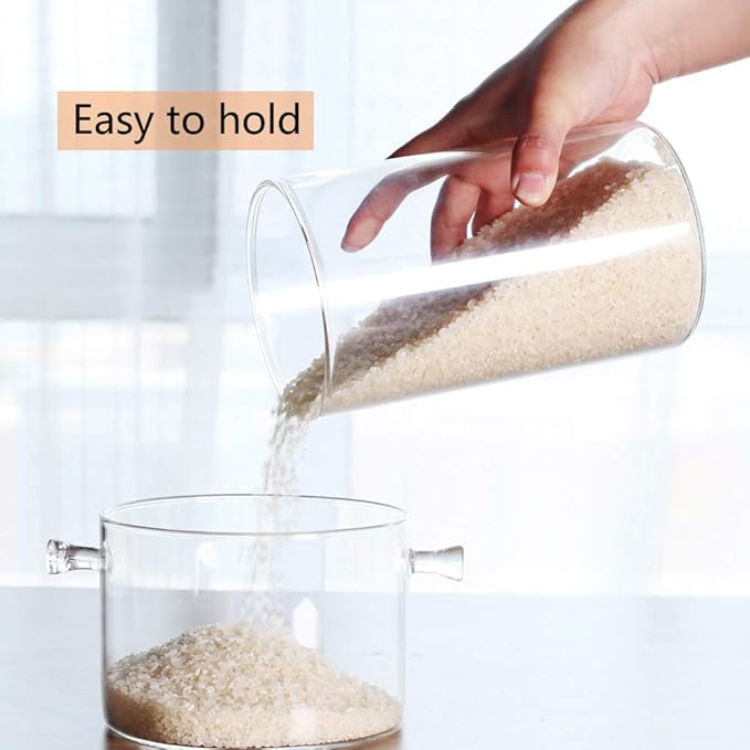 Glass Rice Storage Containers, 60 FL OZ (1800ml) Kitchen Food Jars with Airtight Lid, Stackable Clear Pantry Canister for Coffee Bean, Pet Treat, Flour, Loose Tea and More-HomvellaHome