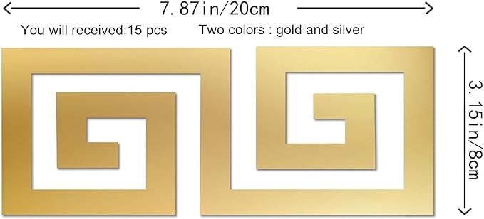15 Pcs DIY Geometric Shape Acrylic Decorative Mirror Stickers Removable Adhesive Wall Mirror Décor for Living Room Home Background (Gold,3.15 * 7.87inches)-HomvellaHome