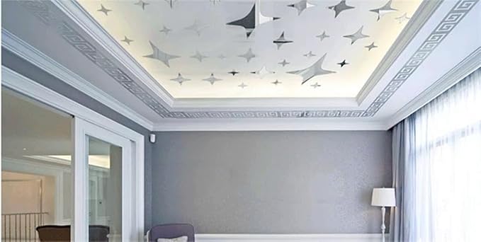 15 Pcs DIY Geometric Shape Acrylic Decorative Mirror Stickers Removable Adhesive Wall Mirror Décor for Living Room Home Background (Silver，3.15 * 7.87inches)-HomvellaHome