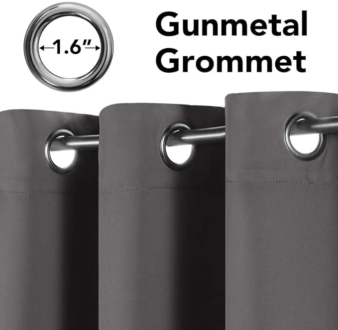 H.VERSAILTEX Charcoal Gray Blackout Curtain Panels for Bedroom Kitchen Curtains Blackout Room Darkening Curtains Window Panel Drapes for Basement - 2 Panels - 52 inch Wide by 84 inch Long, Grommet Top-HomvellaHome