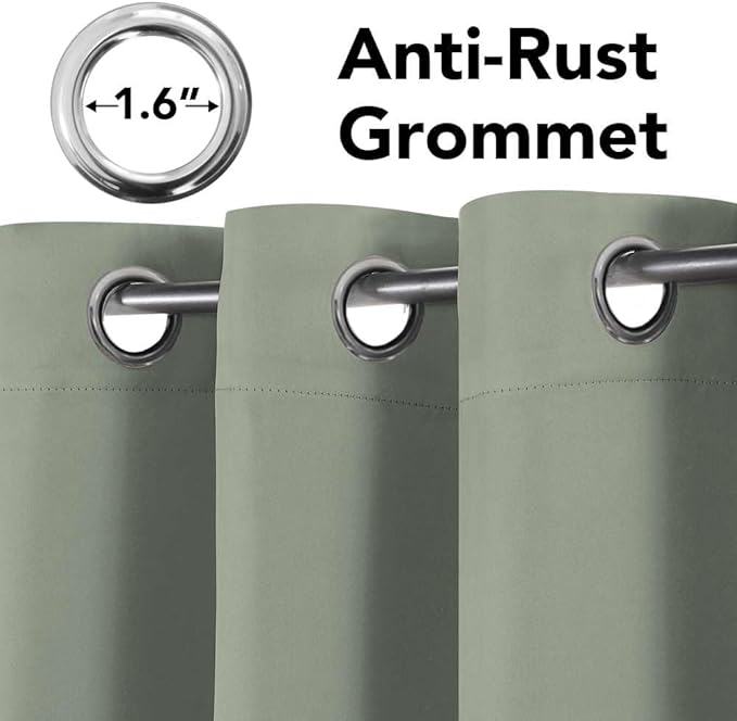 H.VERSAILTEX Room Darkening Curtains for Living Room Light Reducing Thermal Insulated Window Treatment Panels/Drapes Grommet Top 2 Panels Sea Grass - 52 x 96 Inches-HomvellaHome