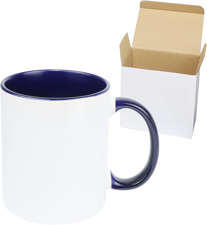 11oz White Ceramic Sublimation Coffee Mug in White Gift Box, 6 New Mixed Colors, Case of 36-HomvellaHome