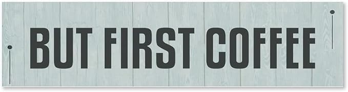 Generic Funny Wood Sign But First Coffee Rustic Wooden Hanging Sign Home Farmhouse Kitchen Wall Decoration 16 x 6 Inch-HomvellaHome