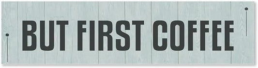 Generic Funny Wood Sign But First Coffee Rustic Wooden Hanging Sign Home Farmhouse Kitchen Wall Decoration 16 x 6 Inch-HomvellaHome