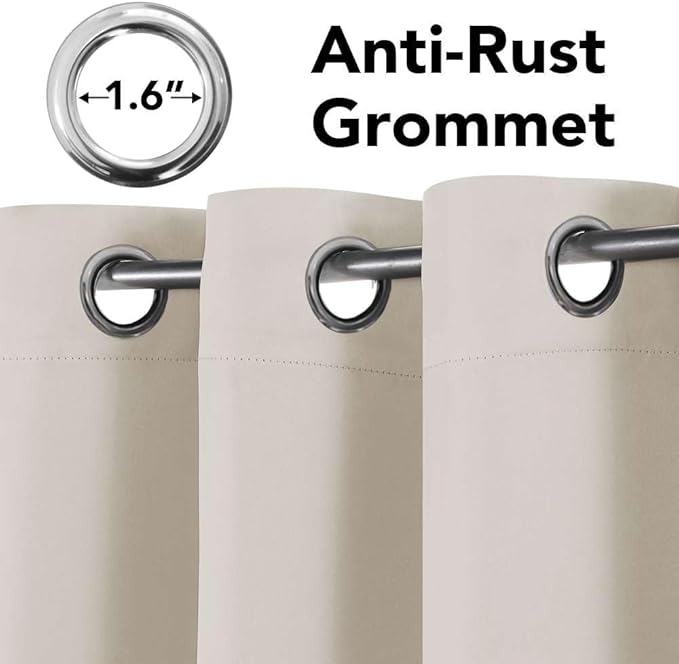 H.VERSAILTEX Room Darkening Curtains for Living Room Light Reducing Thermal Insulated Window Treatment Panels/Drapes Grommet Top 2 Panels (Ivory - 42 x 84 Inches)-HomvellaHome