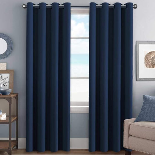 H.VERSAILTEX Premium Blackout Navy Curtains Thermal Insulated Home Fashion Window/Door Panel Drapes for Living Room,Antique Grommets,52" W x 84" L - Set of 2-HomvellaHome